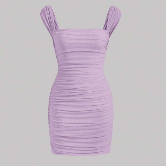 SHEIN MOD Solid Ruched Bodycon Dress - Picture 1 of 4